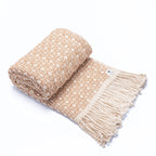 Plaid marron et écru en coton tissé à la main AINA