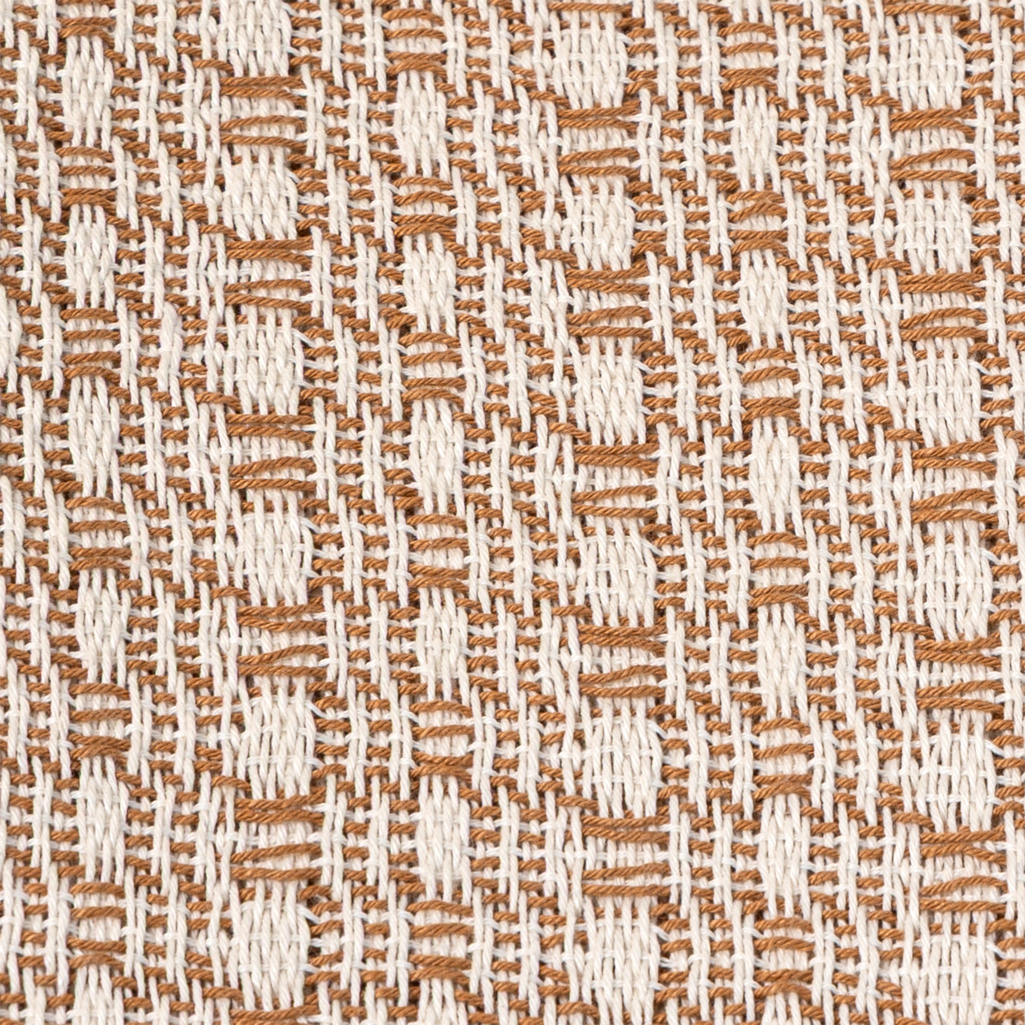 Plaid marron et écru en coton tissé à la main AINA