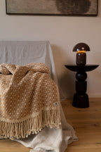 Plaid  en coton tissé à la main - couleur marron et écru -  AINA