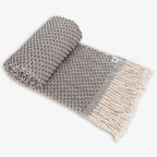 Plaid en coton tissé à la main - couleur marron foncé et écru - SOA