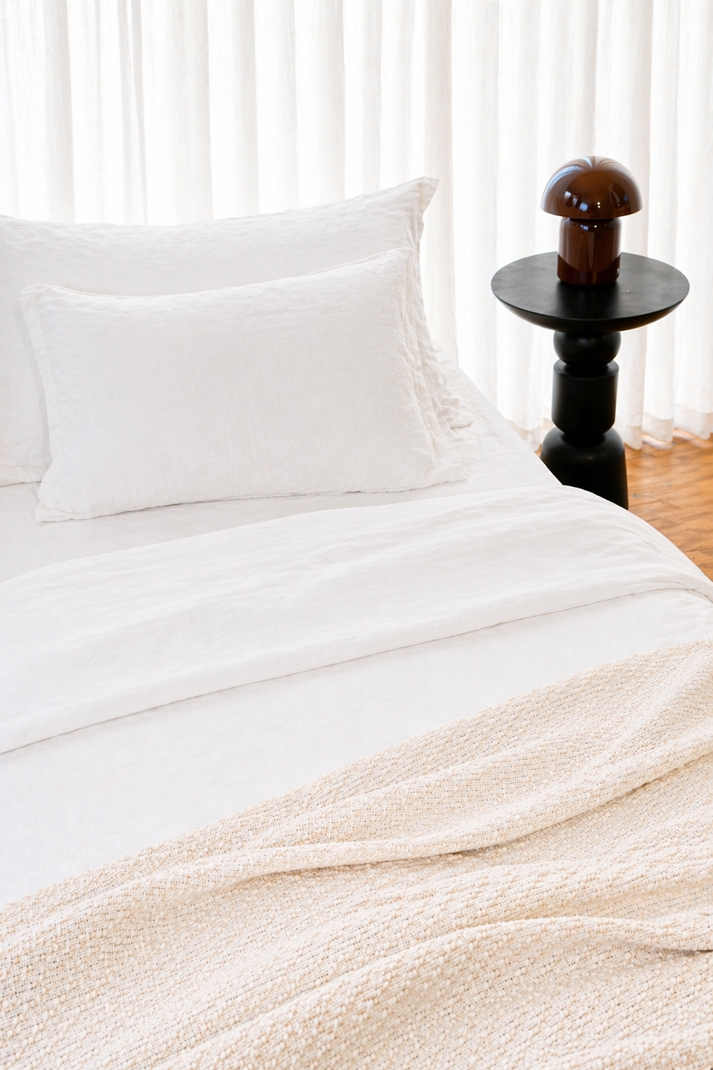 Handgewebtes Baumwollplaid - Natur-Ecru - Boho-Dekoration - SOA | AHNA Home